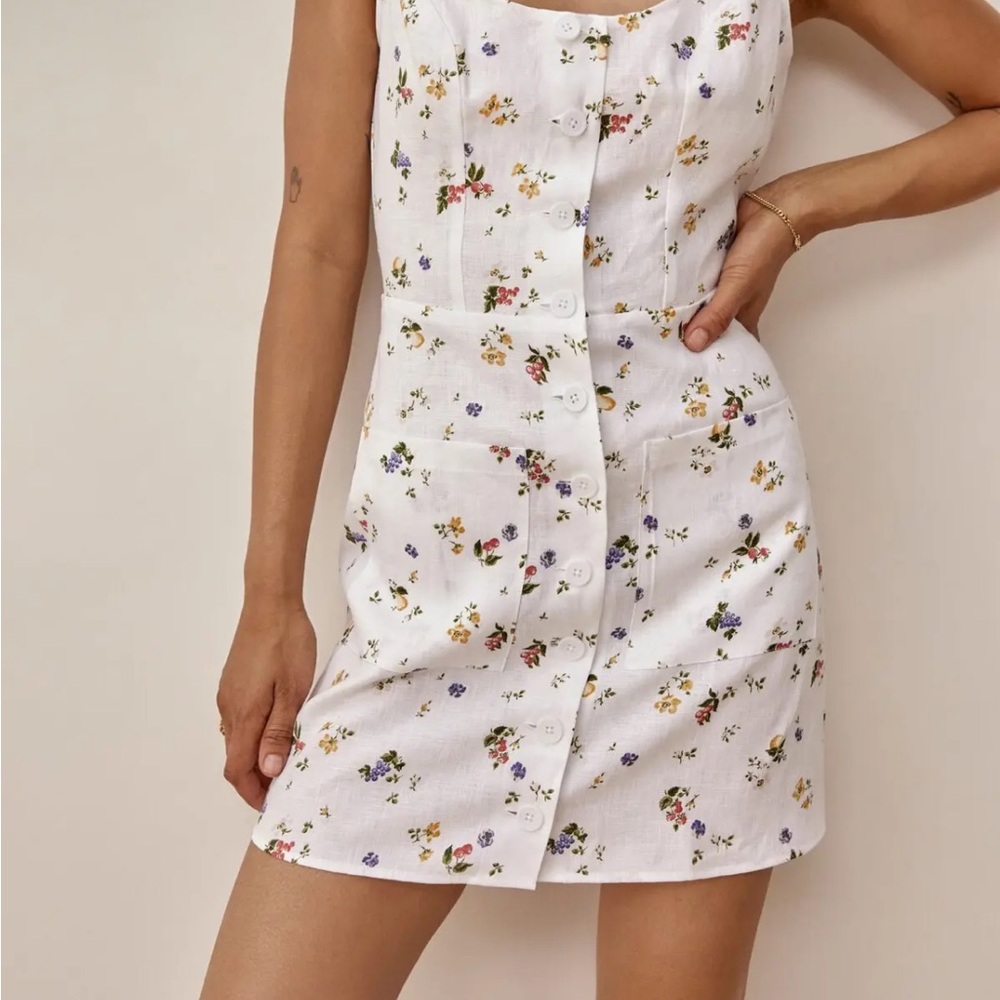 Reformation Jill Linen Dress in Orchard